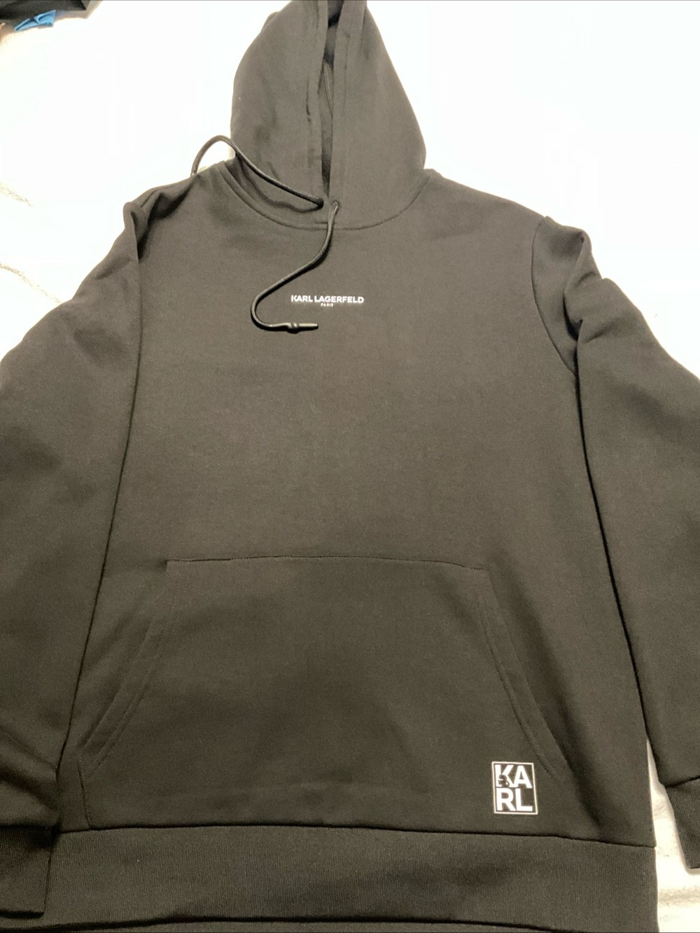 Karl Lagerfeld Black Pullover Hoodie with Chest Logo